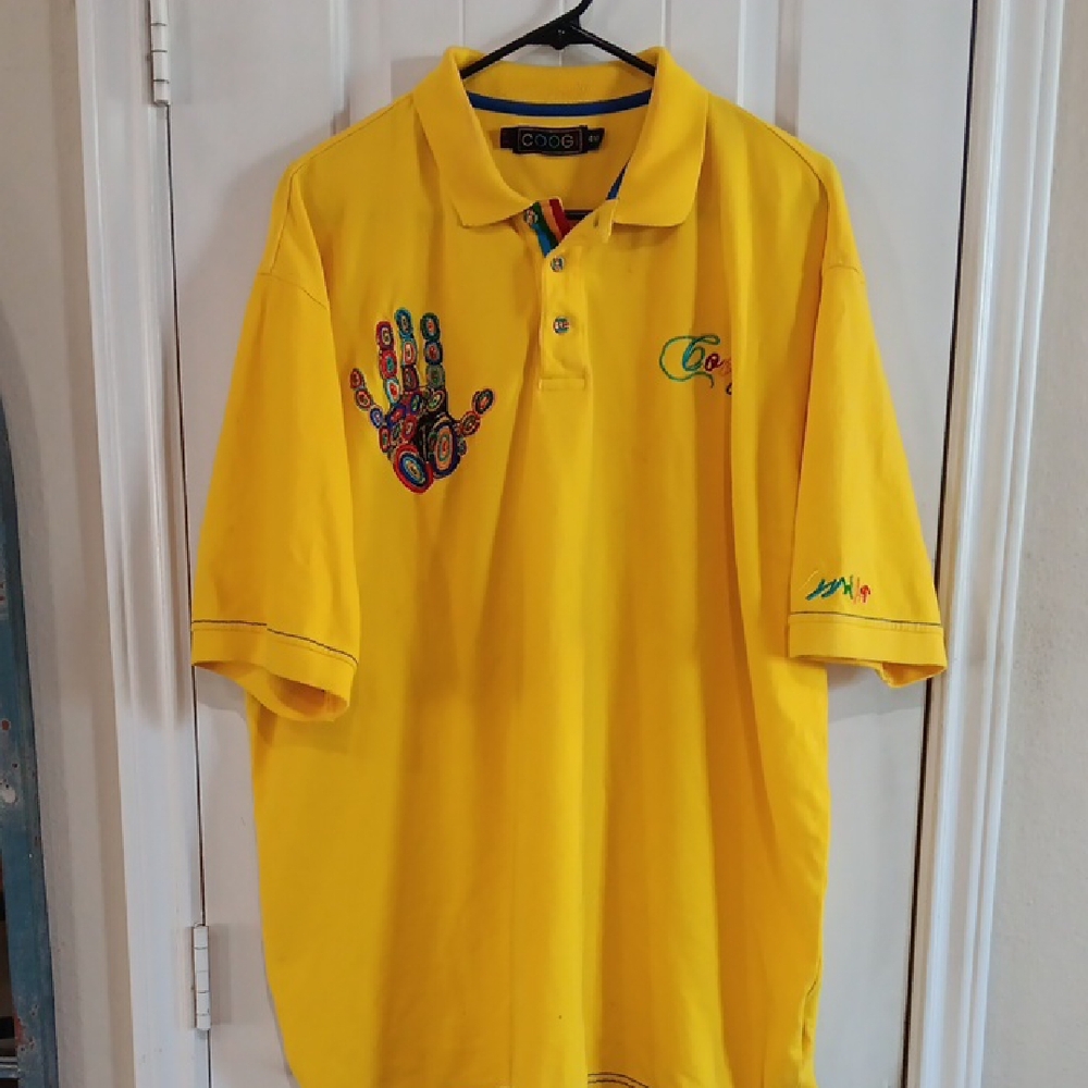 COOGI Yellow Polo with Multicolor Hand Design